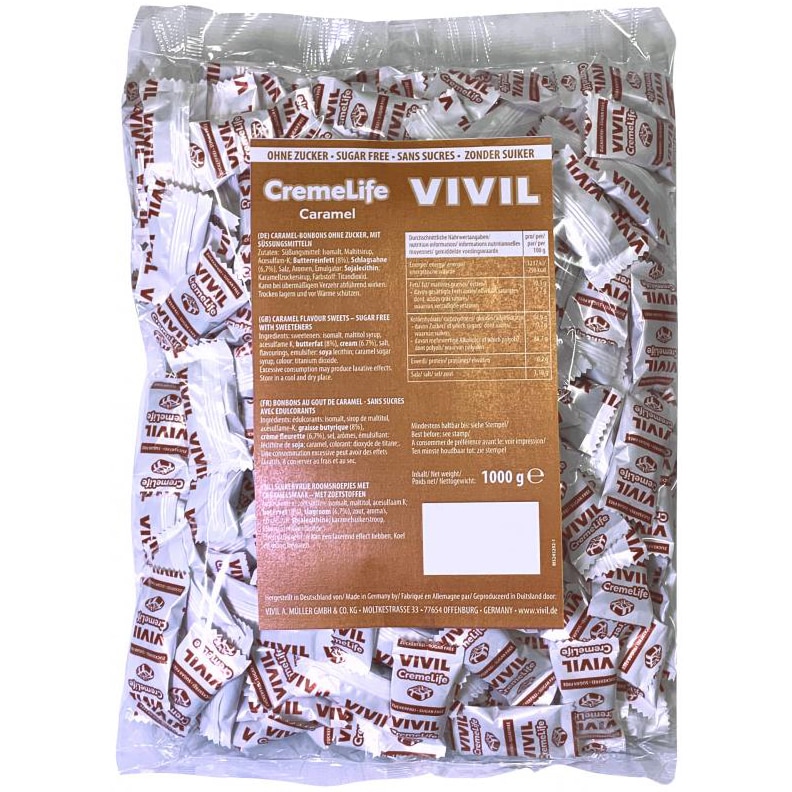 Bomboane cremoase fara zahar cu aroma de caramel Vivil, 1kg