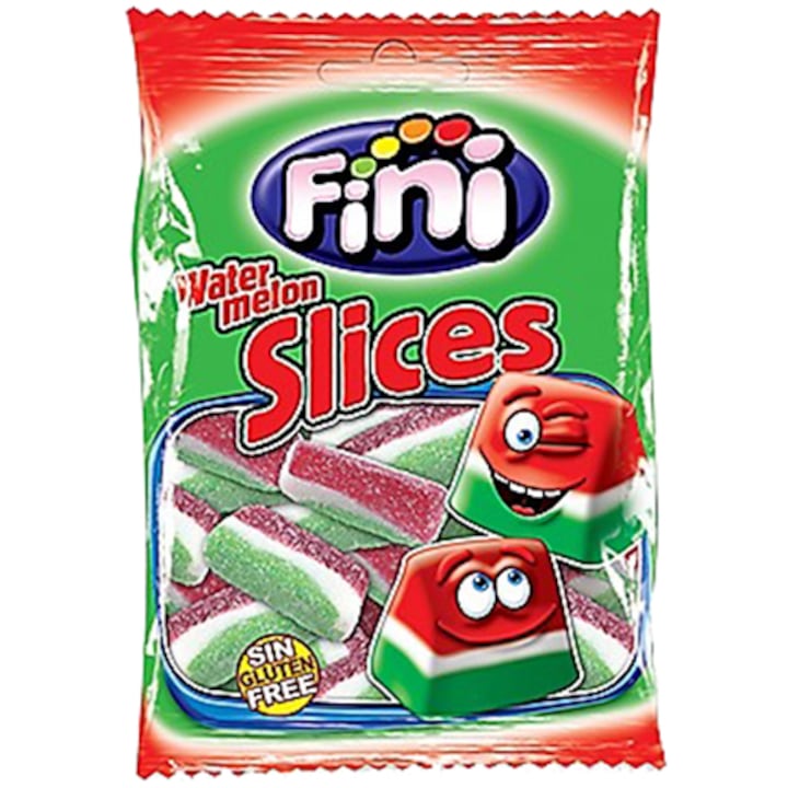 Jeleuri gumate fara gluten cu aroma de pepene rosu Fini, 100g