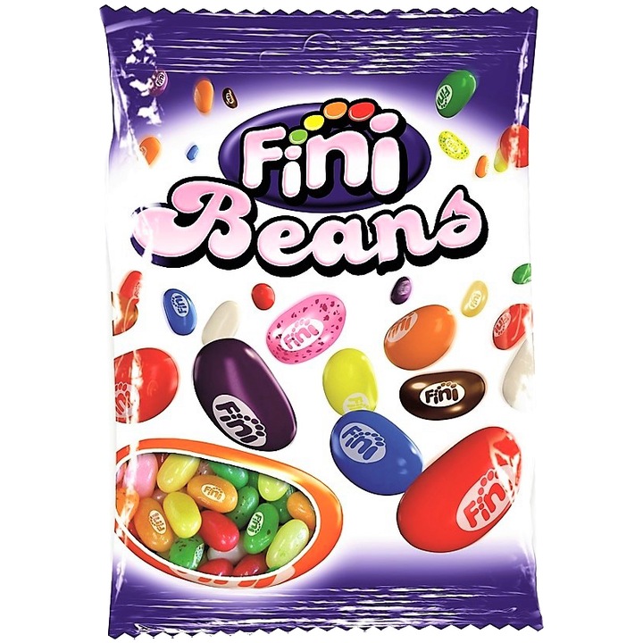Drajeuri gumate fara gluten Jelly Beans Fini, 90g