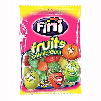 Guma de mestecat fara gluten cu aroma de fructe Fini, 100g Guma de mestecat fara gluten cu aroma de fructe Fini, 100g