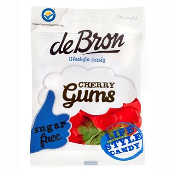Jeleuri gumate cu aroma de cirese, fara zahar si fara gluten Debron, 90g Jeleuri gumate cu aroma de cirese, fara zahar si fara gluten Debron, 90g