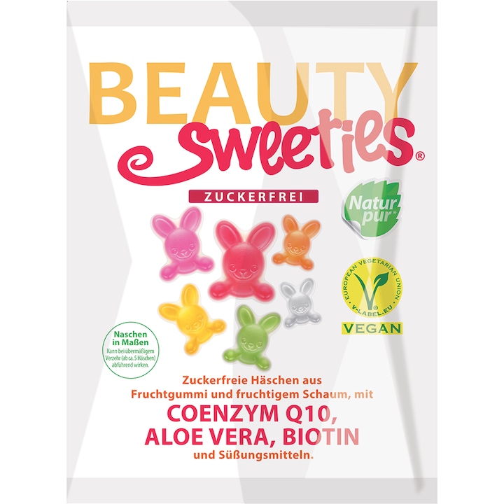 Pachet promo: 2 x Jeleuri gumate fara zahar cu aroma de fructe, coenizma Q10, aloe vera si biotina Beauty Sweeties, 125g