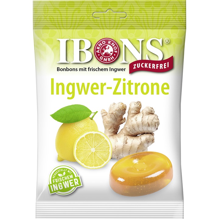 Dropsuri fara zahar cu aroma de ghimbir si lamaie Ibons, 75g