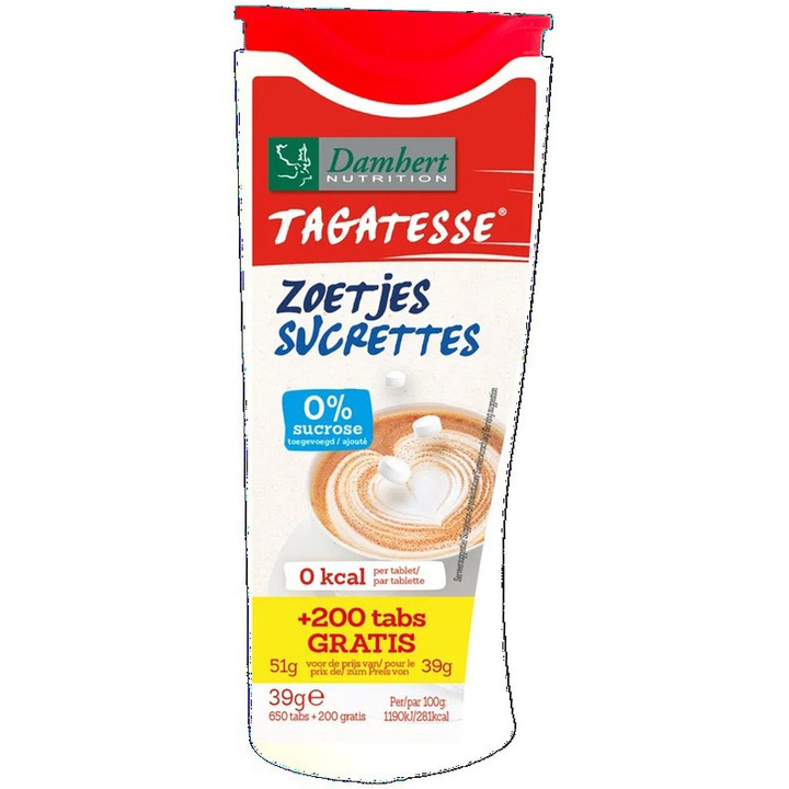 Indulcitor de masa din tagatoza dispenser 650 tablete Tagatesse, 39g
