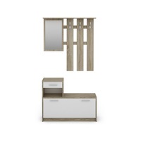 Set mobilier hol Filio, stejar alb cu usi albe