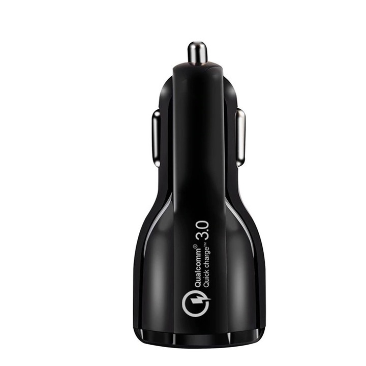 Incarcator Auto cu Incarcare Rapida Last AlianX, 2 Porturi USB, Fast Charger, Incarcare rapida, Negru