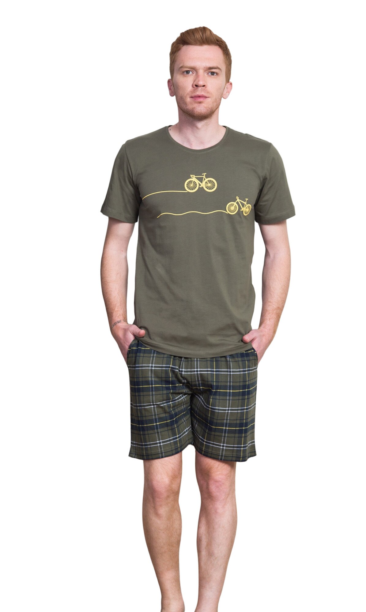 Pijama barbati Gazzaz by Vienetta, model Traffic, kaki