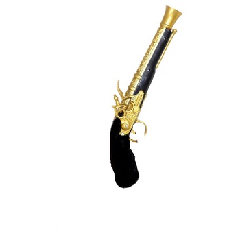 Pistol pirat din plastic, auriu cu negru, Smiffy, 30 cm Pistol pirat din plastic, auriu cu negru, Smiffy, 30 cm
