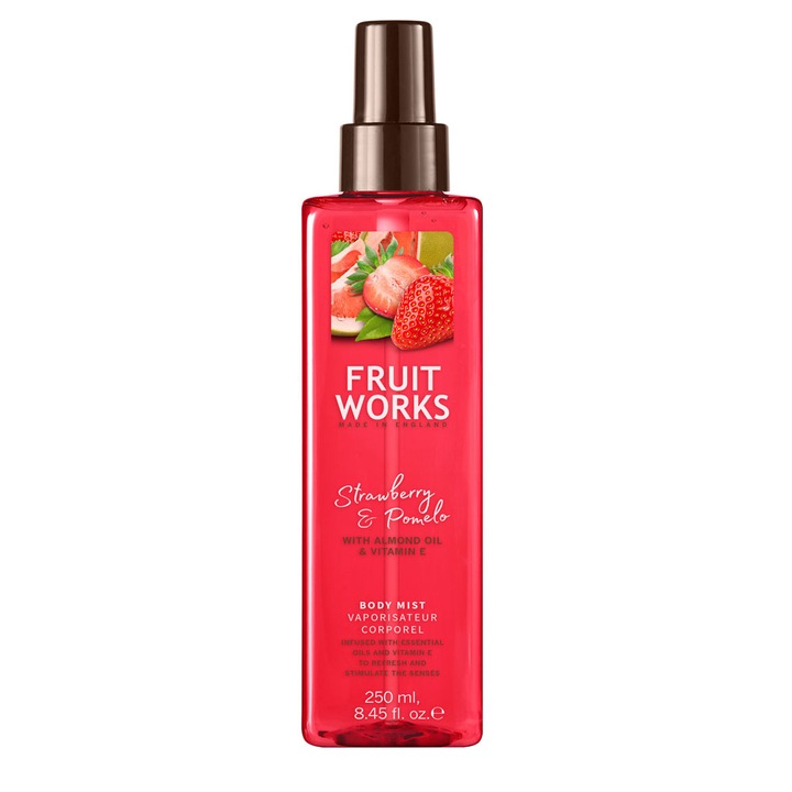 Spray de corp Grace Cole, Căpșuni și Pomelo cu ulei de migdale și vitamina E, 250ml