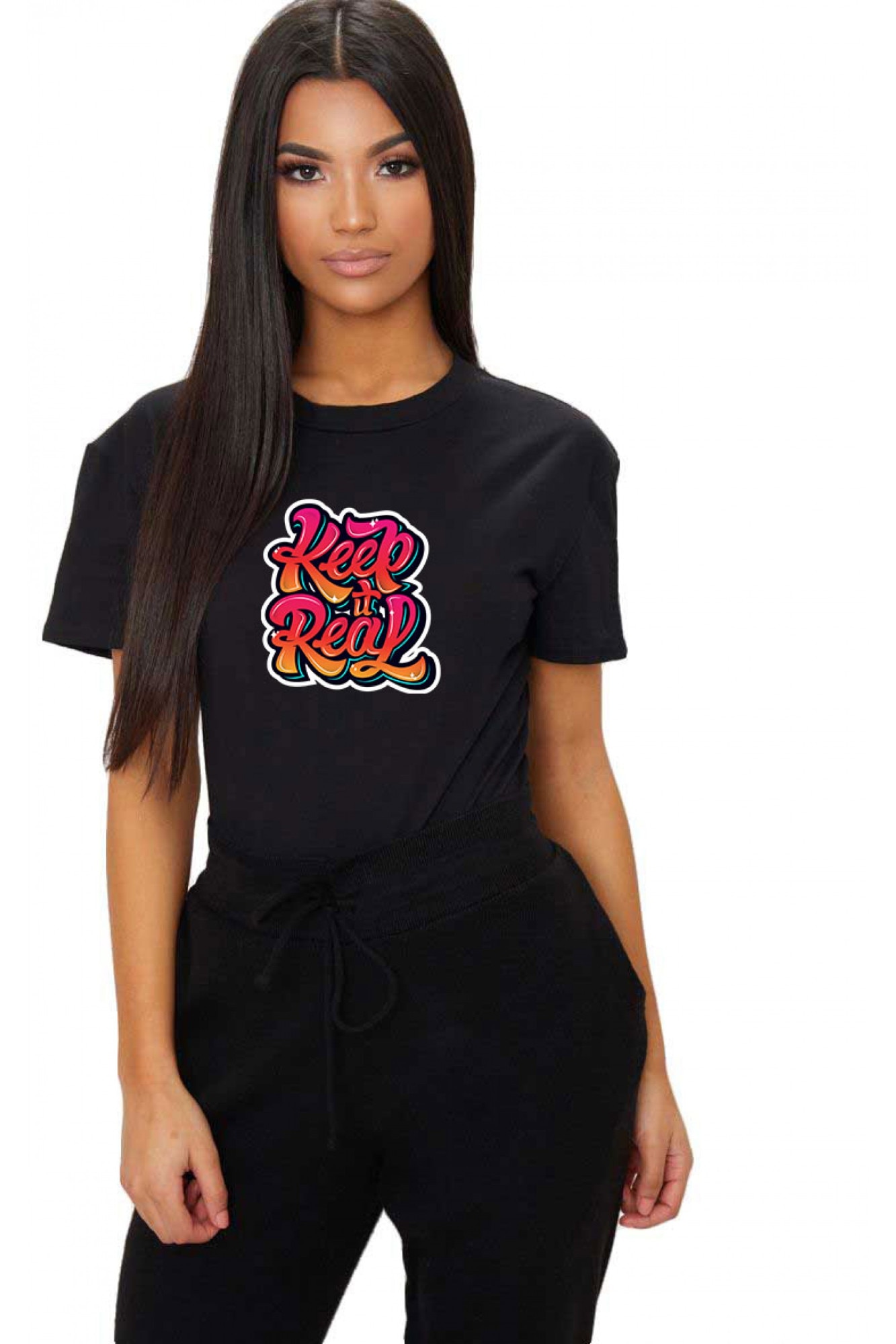Tricou dama negru - Keep it real, 2XL