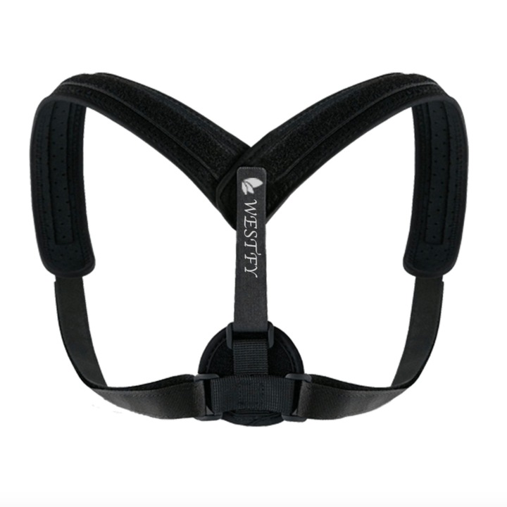 Corector de postura pentru indreptare spate, umeri si coloana, Negru, Marime reglabilla