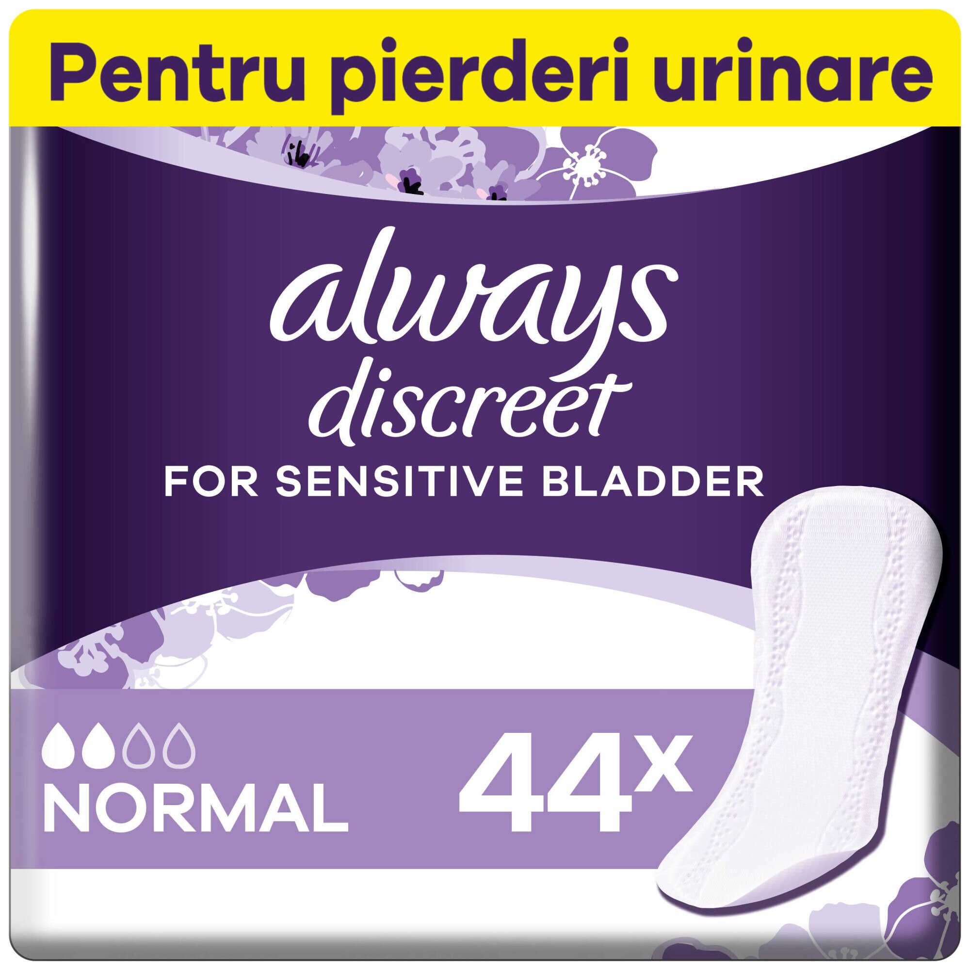 Absorbante zilnice pentru incontinenta urinara Always Discreet Liners Normal 44 buc