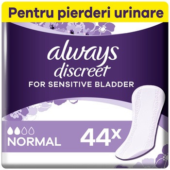 Absorbante zilnice pentru incontinenta urinara Always Discreet Liners Normal 44 buc Absorbante zilnice pentru incontinenta urinara Always Discreet Liners Normal 44 buc