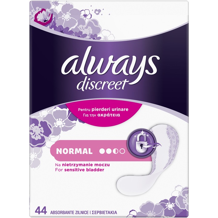 Always Discreet Normal Inkontinencia Tisztasági Betét, 44 db