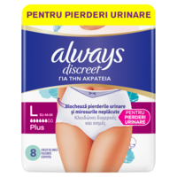 Chiloti pentru incontinenta urinara Always Discreet Pants Marimea L, 8 buc