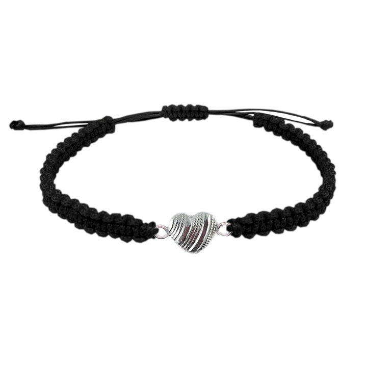 Kézzel fonott zsinór karkötő állítható ezüst szívvel 6030155 Dras