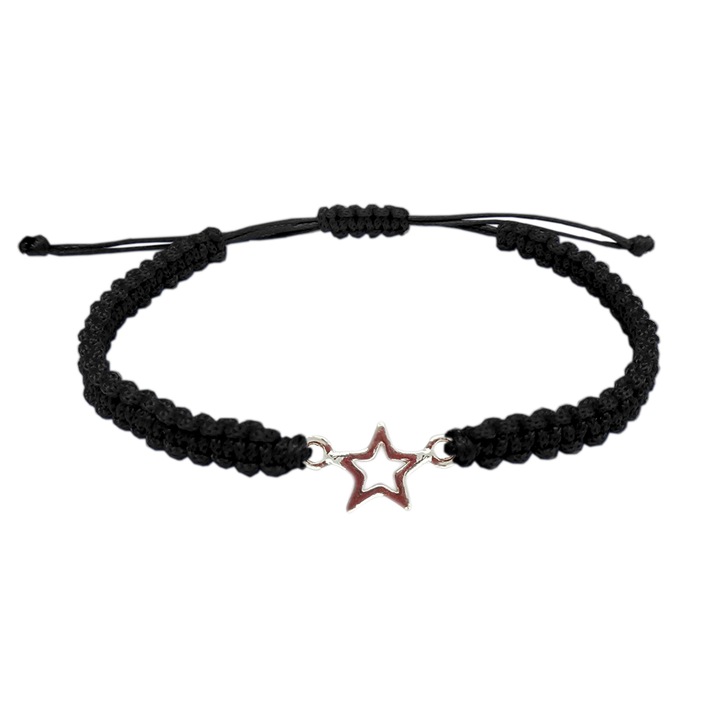 Bratara din snur impletita manual cu steluta din argint reglabila 9260100 Dras