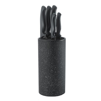 Set cutite Aurora AU 862, 6 piese, otel inoxidabil, suport cutite, Negru Set cutite Aurora AU 862, 6 piese, otel inoxidabil, suport cutite, Negru