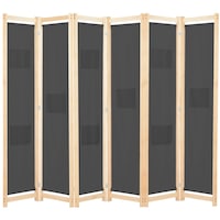 Paravan/Separator camera, vidaXL, Lemn/Textil, 240 x 170 x 4 cm, Gri