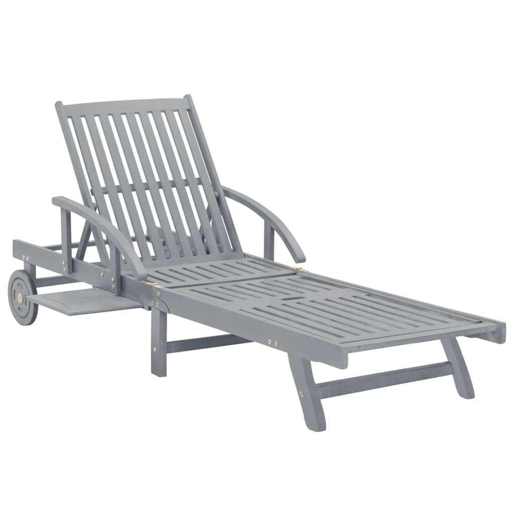 Sezlong rabatabil, vidaXL, Lemn acacia, 199 x 68 x 30/86 cm, Gri