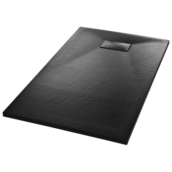 Cadita de dus din compozit cu sifon, vidaXL, 120 x 70 cm, Negru Cadita de dus din compozit cu sifon, vidaXL, 120 x 70 cm, Negru