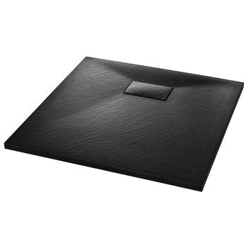 Cadita de dus din compozit cu sifon, vidaXL, 80 x 80 cm, Negru Cadita de dus din compozit cu sifon, vidaXL, 80 x 80 cm, Negru