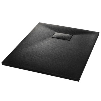 Cadita de dus din compozit cu sifon, vidaXL, 90 x 70 cm, Negru Cadita de dus din compozit cu sifon, vidaXL, 90 x 70 cm, Negru