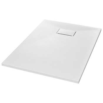 Cadita de dus din compozit cu sifon, vidaXL, 100 x 70 cm, Alb Cadita de dus din compozit cu sifon, vidaXL, 100 x 70 cm, Alb