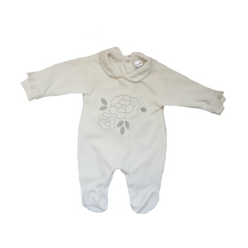 Salopeta eleganta de catifea cu tull, model floral, Alb, Alb Salopeta eleganta de catifea cu tull, model floral, Alb, Alb