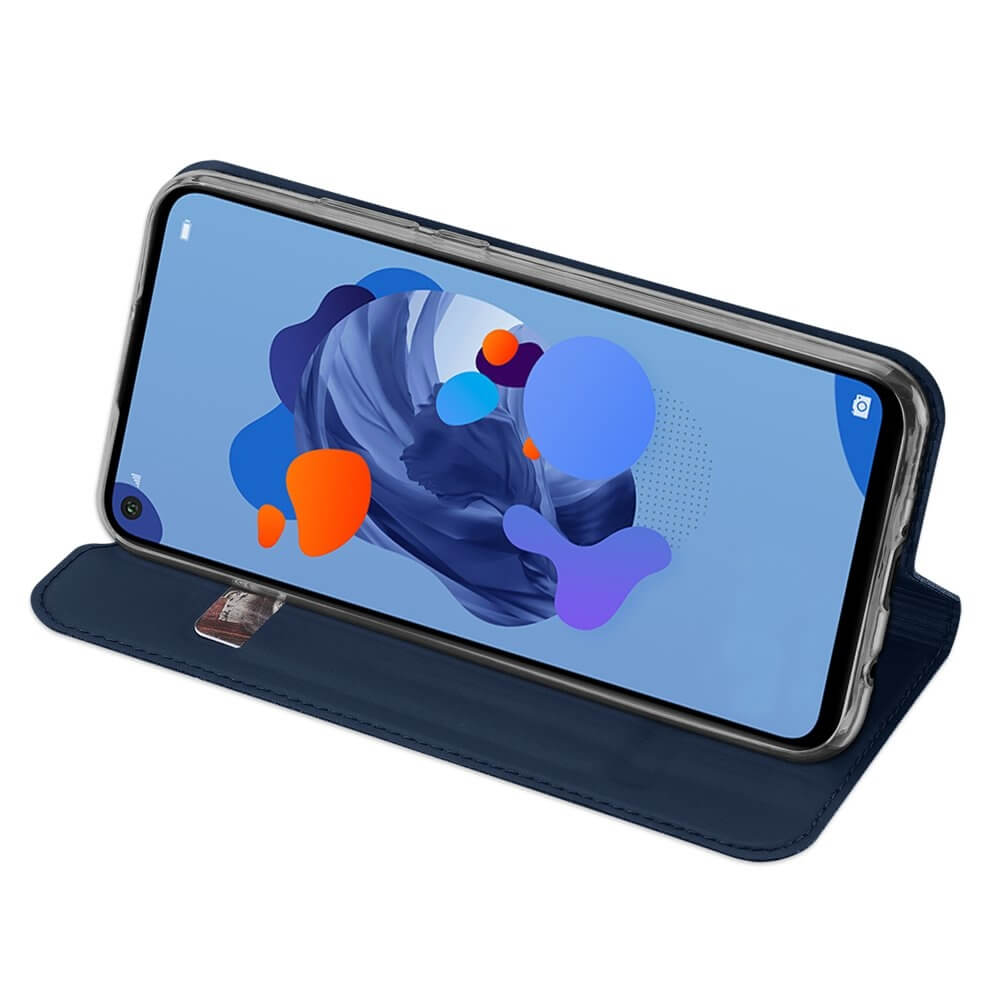 Husa Huawei Mate 30 Lite, Flip / Book, Stand si Buzunar Card, DUX DUCIS, Piele, Albastru