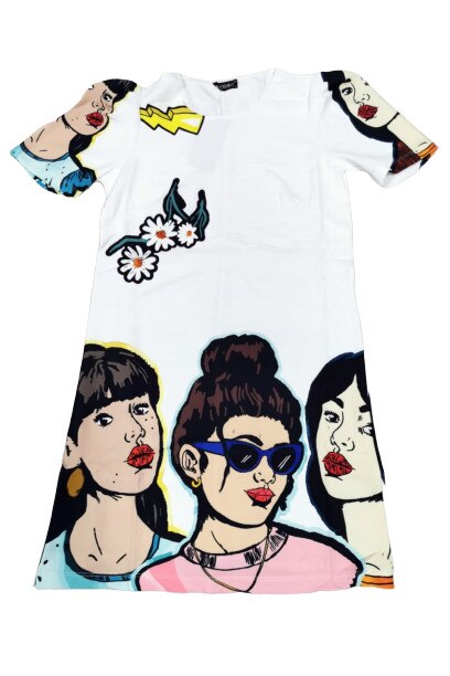 Rochie casual, jerseu, Alb