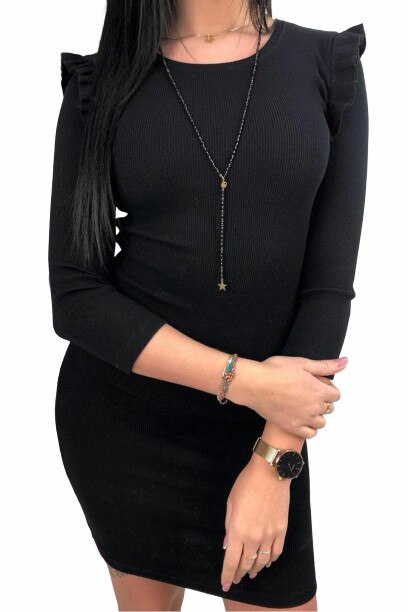 Rochie casual, bumbac tetra, Negru