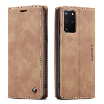 Husa Samsung Galaxy S20 Plus, CaseMe, slim piele, tip portofel, stand, inchidere magnetica, textura catifelata, Maro Husa Samsung Galaxy S20 Plus, CaseMe, slim piele, tip portofel, stand, inchidere magnetica, textura catifelata, Maro