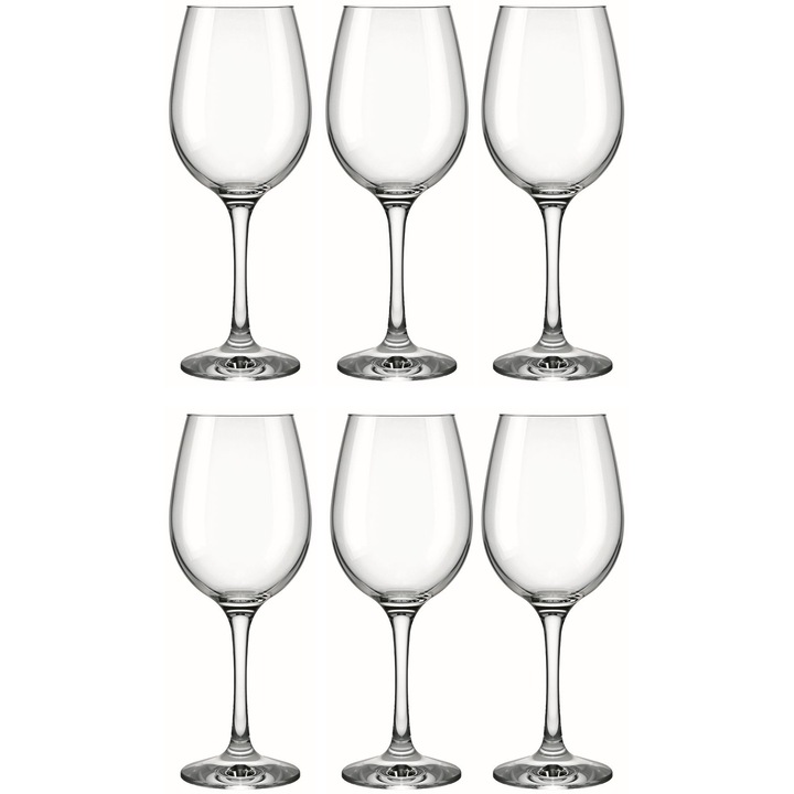 Комплект чаши за бяло вино Barone, Със столче, 6 броя, 385 мл