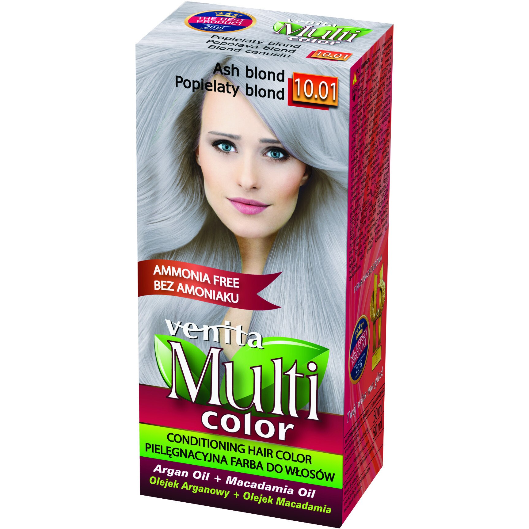 Vopsea de par semipermanenta fara amoniac, Nr. 10.01, Ash Blond, Multicolor, 50 ml