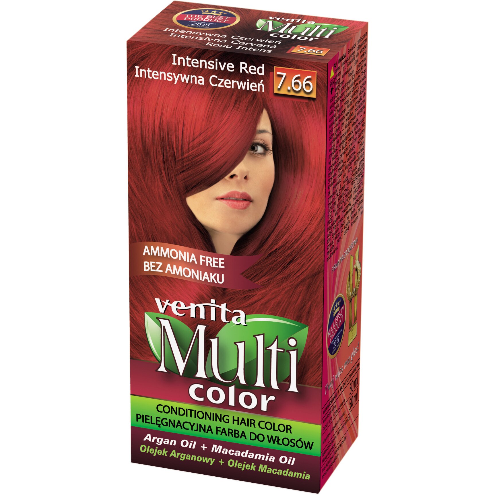 Vopsea de par semipermanenta fara amoniac, Nr. 7.66, Intensive Red, Multicolor, 50 ml