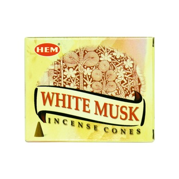 Conuri parfumate HEM, Musk Alb 10 buc Conuri parfumate HEM, Musk Alb 10 buc