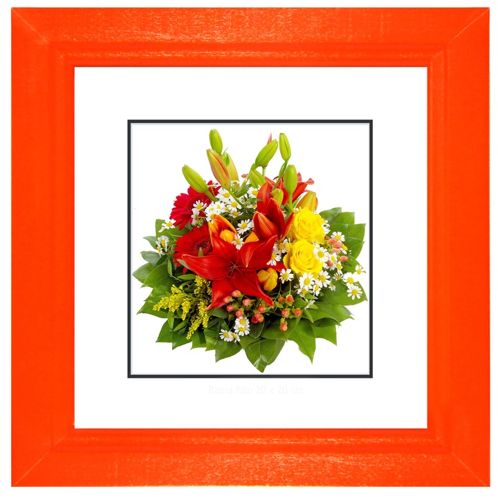 Rama foto lemn, 30 x 30 cm, Portocaliu, Produs Romanesc