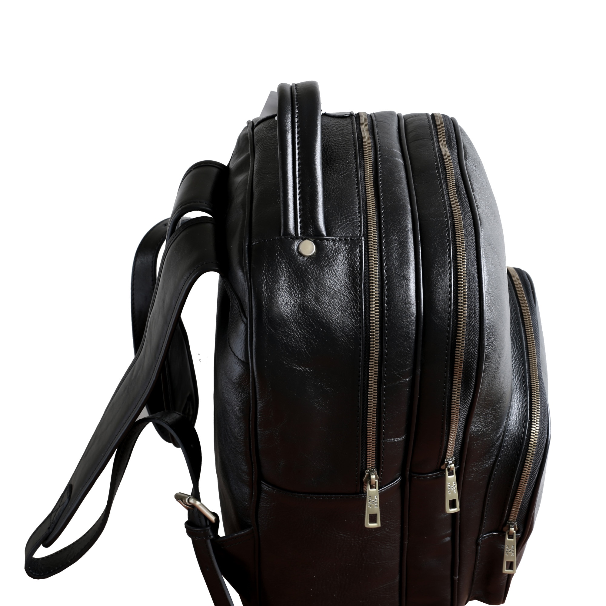 Rucsac laptop din piele naturala, util land, neagra, LR104