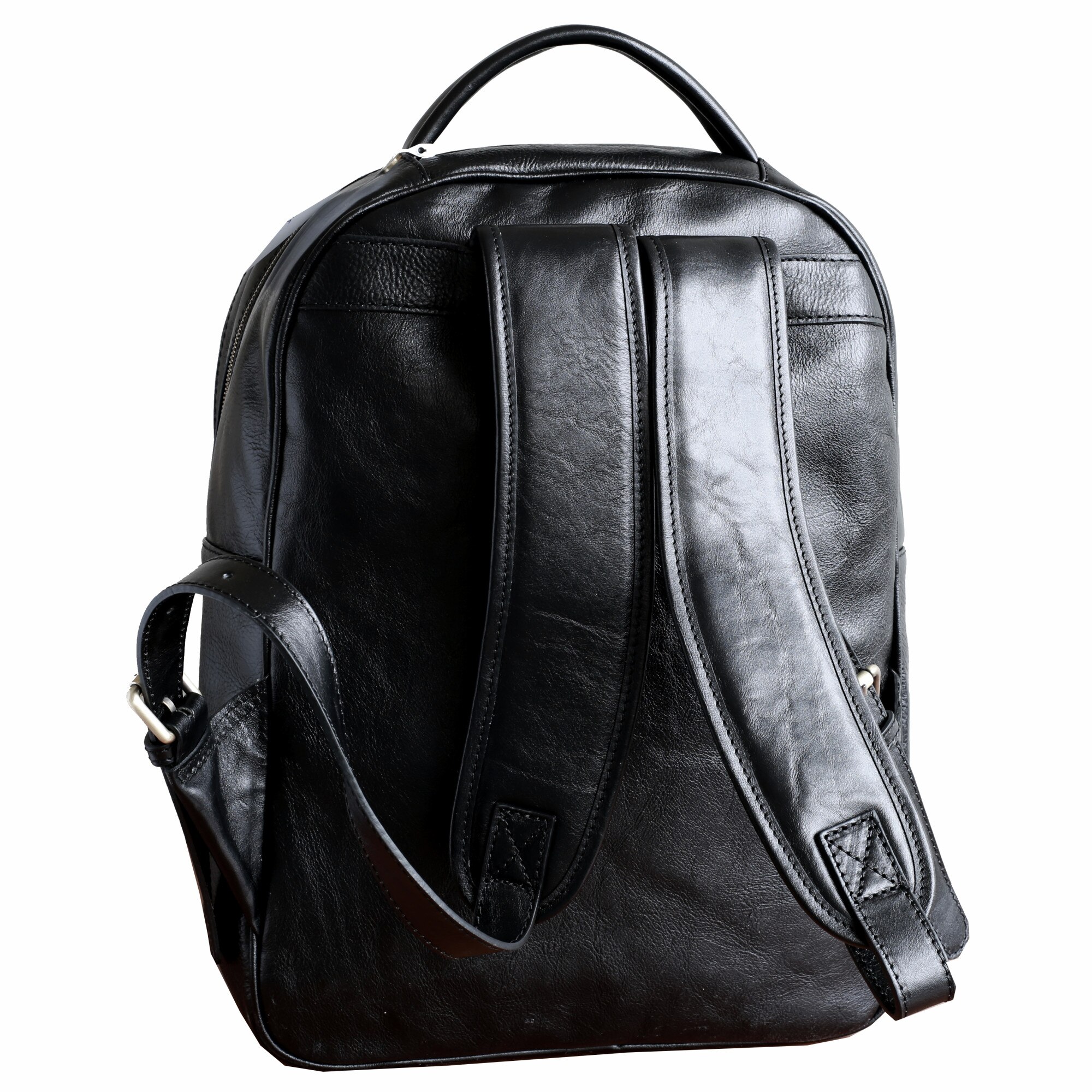 Rucsac laptop din piele naturala, util land, neagra, LR104