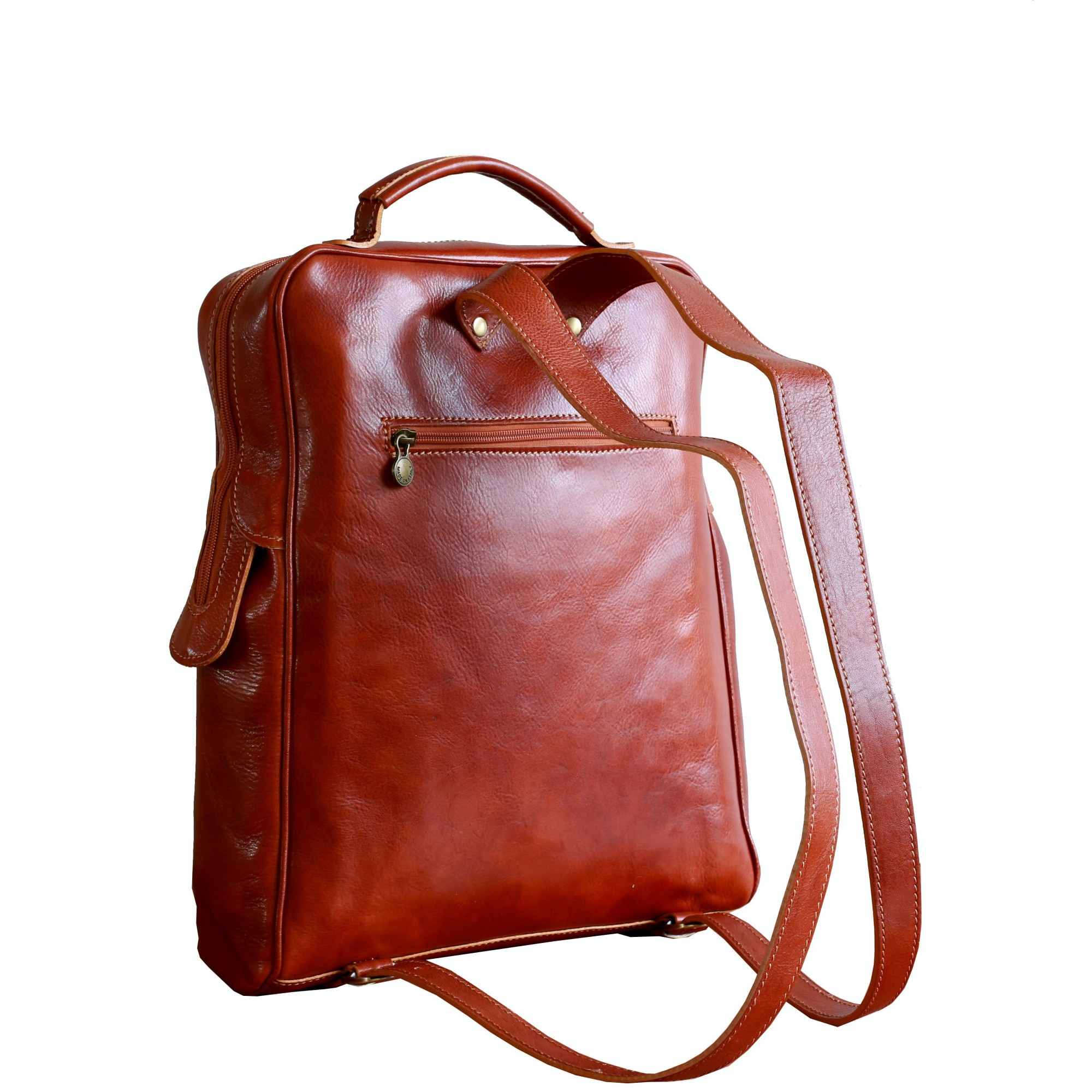 Rucsac pentru laptop din piele naturala, util land, bej, LR106C