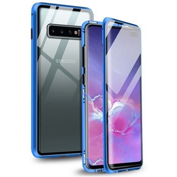 Husa Magnetic Glass 360° (sticla fata + spate) pentru Samsung Galaxy S10, Albastru Husa Magnetic Glass 360° (sticla fata + spate) pentru Samsung Galaxy S10, Albastru