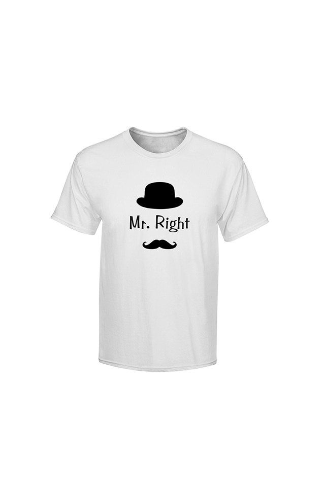 Tricou personalizat, Mr. Right, pentru barbati, Alb, Alb