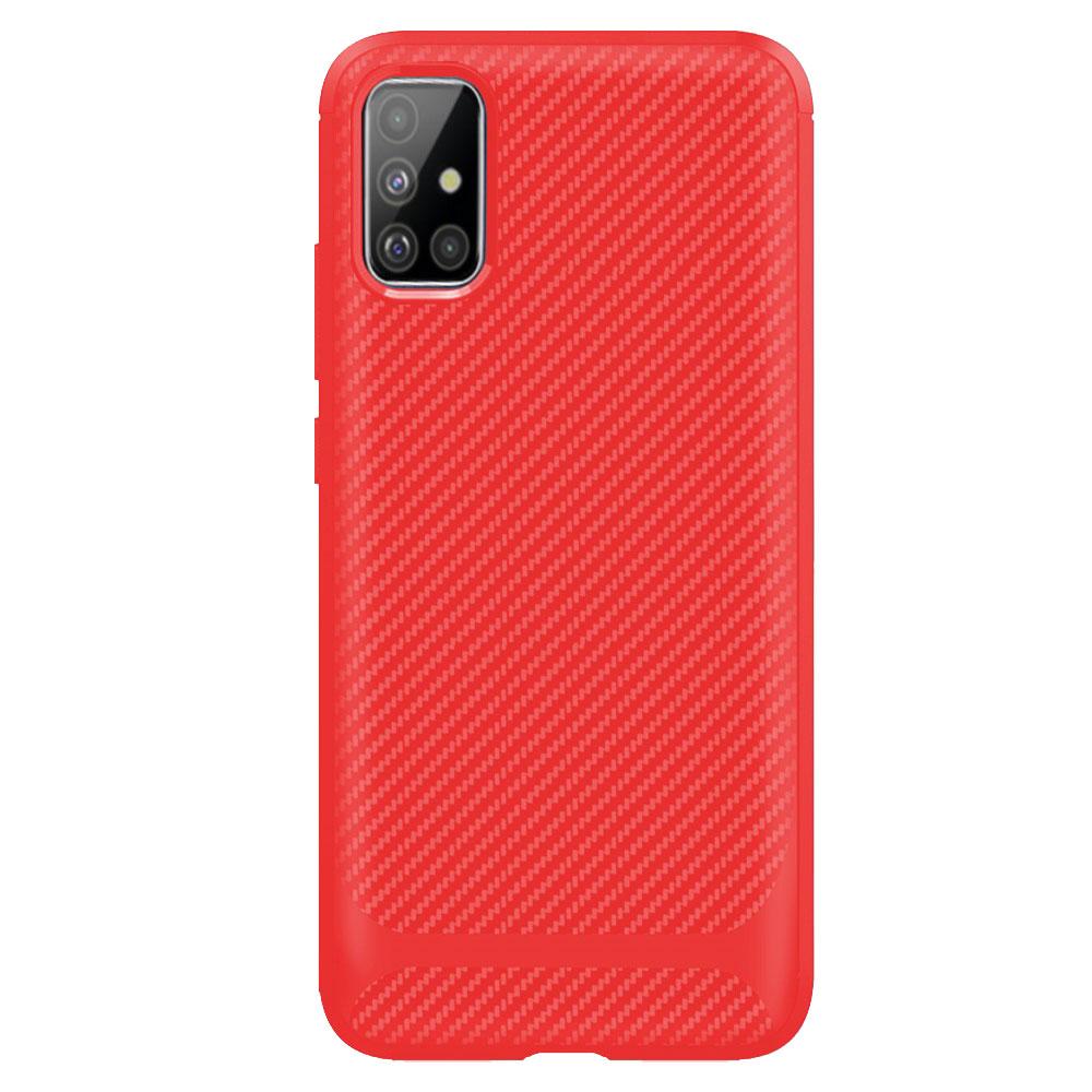 Husa silicon Samsung Galaxy A71 model Carbon, Antisoc, TPU Rosu