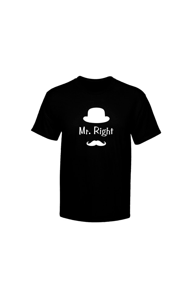 Tricou personalizat, Mr. Right, pentru barbati, Negru, Negru