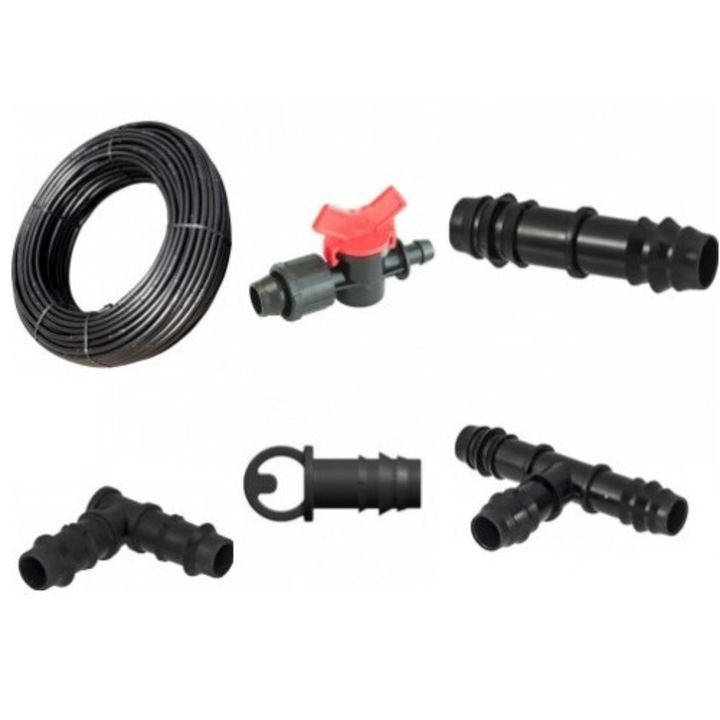 Комплект Mini Lite TRAX308, За капково напояване, 80 метра, За градини, Оранжерии, Ливади, Капкообразуватели ф16х1.0 мм, През 30см
