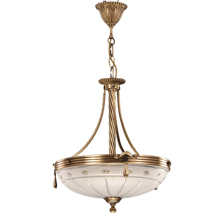 Полилей BUSSY LIGHTING 3039 Класически дизайн, Диаметър 43см, H=77см, 3xE14, месинг, метал античен бронз / Стъкло/Кристал