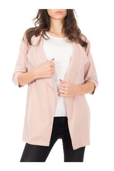 Blazer de dama oversized cu maneca 3/4 de culoare bej, primavara-vara, masura unica Blazer de dama oversized cu maneca 3/4 de culoare bej, primavara-vara, masura unica