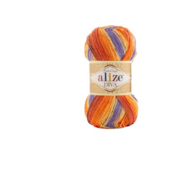 Fir Textil Alize Diva Batik 7398 pentru crosetat si tricotat, acril, multicolor, 350 m