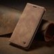 Husa pentru Samsung Galaxy A51, CaseMe, slim piele, tip portofel, stand, inchidere magnetica, textura catifelata, Maro